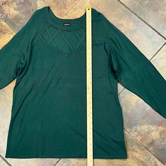 Torrid Green Crisscross Pullover Sweater 3 22/24 - Picture 3 of 8